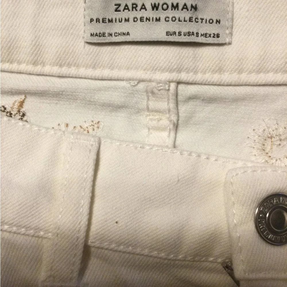- Zara the western skirt white denim floral bead design fringe hem NEW w… - Picture 8 of 10